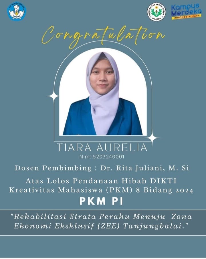 Atas Lolos Pendanaan Hibah DIKTI Kreativitas Mahasiswa (PKM) 8 Bidang 2024  PKM PI  "Rehabilitasi Strata Perahu Menuju Zona Ekonomi Eksklusif (ZEE) Tanjungbalai."